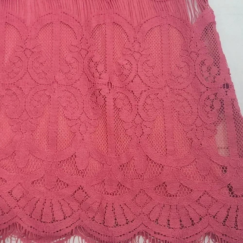 WOMENS Ivory Love Lace Cold Shoulder Size Large 3/4 Sleeve Color Holly Berry
